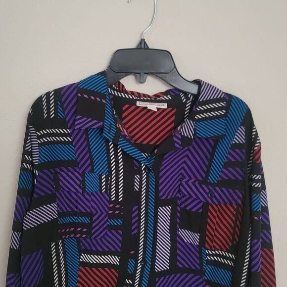 Dana Buchman Womens Size XL Extra Large Button Down Blouse Top Shirt Abstract - Picture 3 of 10